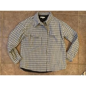 PacSun XS/S Quilted Lined Plaid Shacket Black Gray White Check Button Down Shirt